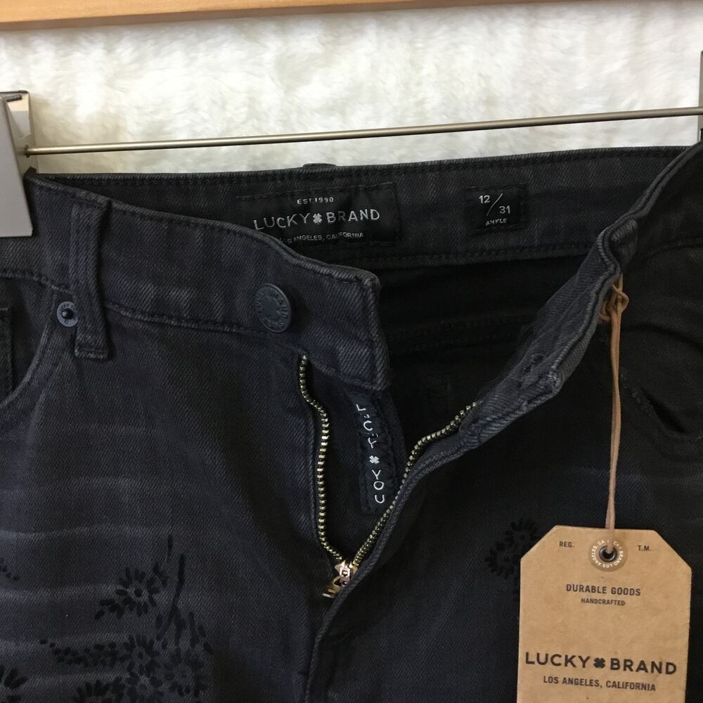 Lucky Brand Black Ava Skinny Jeans with Velvet Floral Detail - Picture 7 of 8